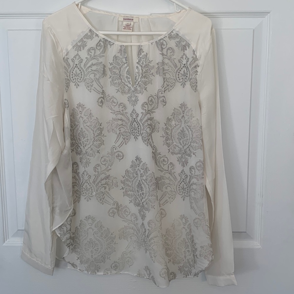 NWOT Sundance silk blouse with embroidery.